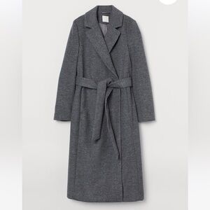 H&M Gray Belted Coat, size XXS